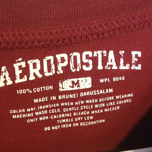 Aeropostale League Champs 36 Long Sleeve Tee sz M Burgundy - Picture 4 of 5
